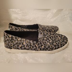 Toms Leopard Print Flats - Black and Tan